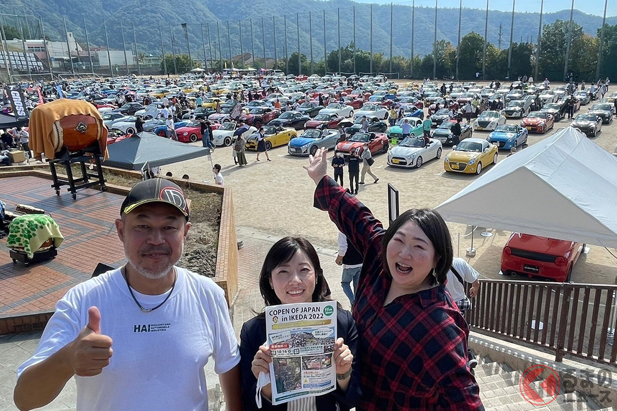 市長感激「壮大な光景に圧倒」 “里帰り”でダイハツ「コペン」がズラリ　池田市で3年ぶりイベント開催