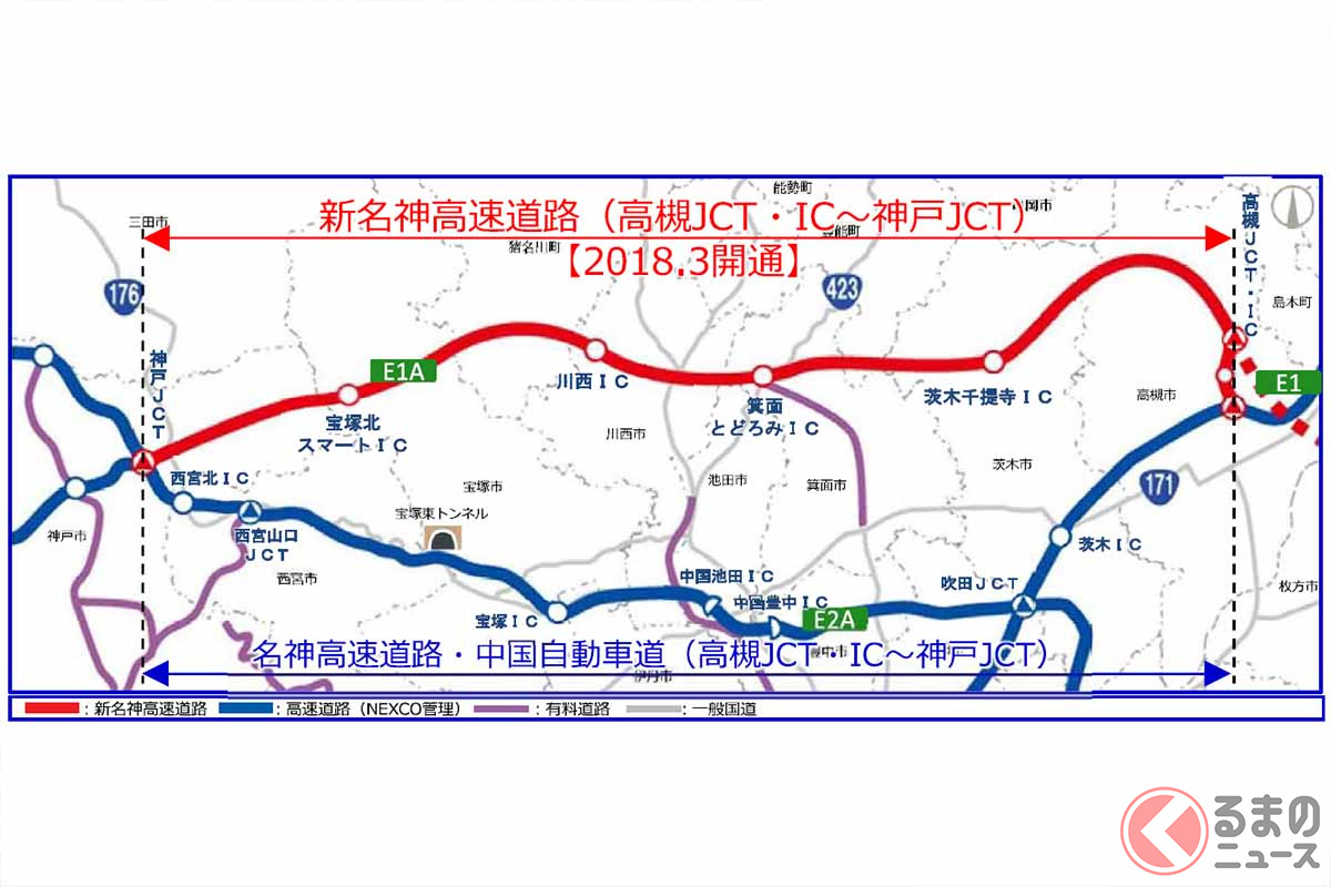 中国道「宝塚」渋滞は減った？ 新名神開通5年で“流れ”変化…残り2区間はいつできる？