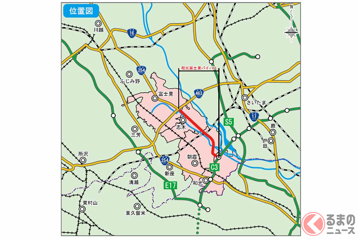 国道254号「和光富士見バイパス」7月延伸！ 進む“東京～川越バイパス計画” 「うらとこ」とは立体交差化
