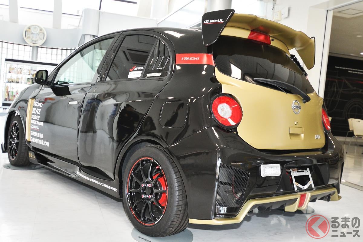 日産「謎のマーチ」がスゴい！ 1億円超え「イタルGT-R風」デザインの激レア車、発見!? 京都校に展示されるワケ