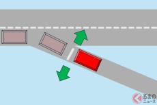 「ウインカー」右なの左なの？ どちらが「正解」？ 判断に迷う「斜め接続道路」での“合図”… 決め手は「自車の動き」か