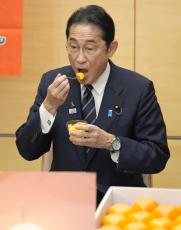 首相、奈良の柿食し一句　「より良い明日へ」