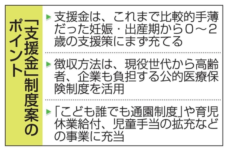 2歳までの子育てを優先支援　財源、医療保険料に上乗せ