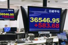 東証、終値3万6000円回復　34年ぶり、米株高を好感