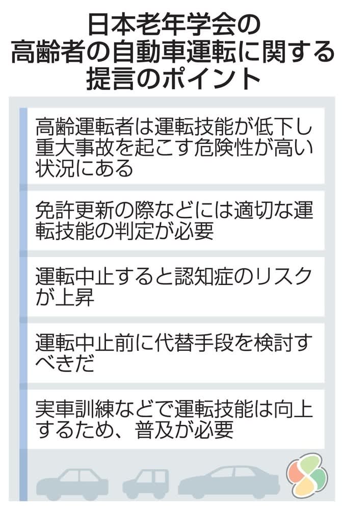 高齢者、運転中止前に代替検討を　ドライバー増加で老年学会提言