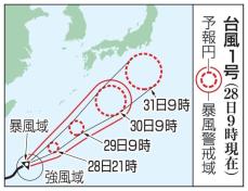 台風1号、29日に大東島接近　強風や高波に注意