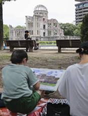 被爆時に思いはせ原爆ドーム描く　広島市で夏休み子ども写生大会