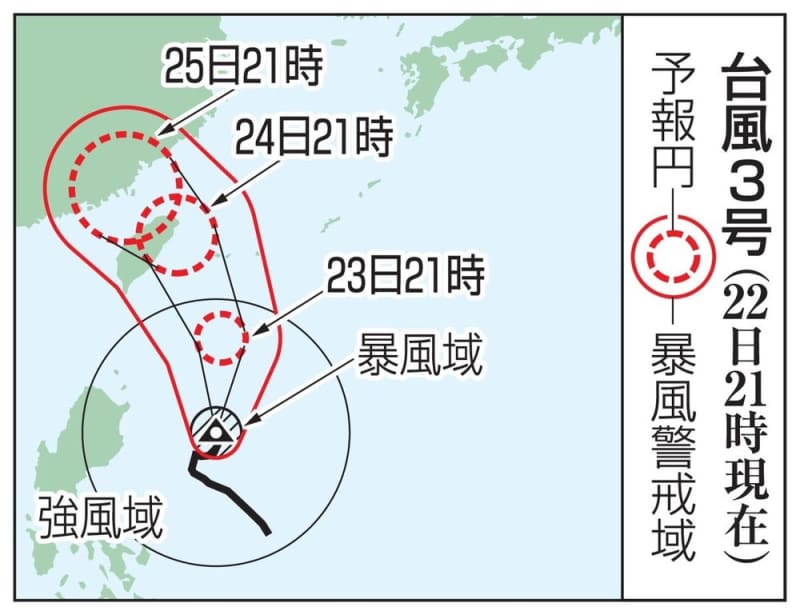 台風3号、先島諸島接近へ　暴風、高波に厳重警戒