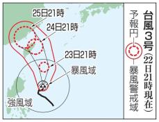 台風3号、先島諸島接近へ　暴風、高波に厳重警戒