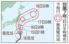 台風7号、16日に関東接近も　お盆に交通影響、厳重警戒を