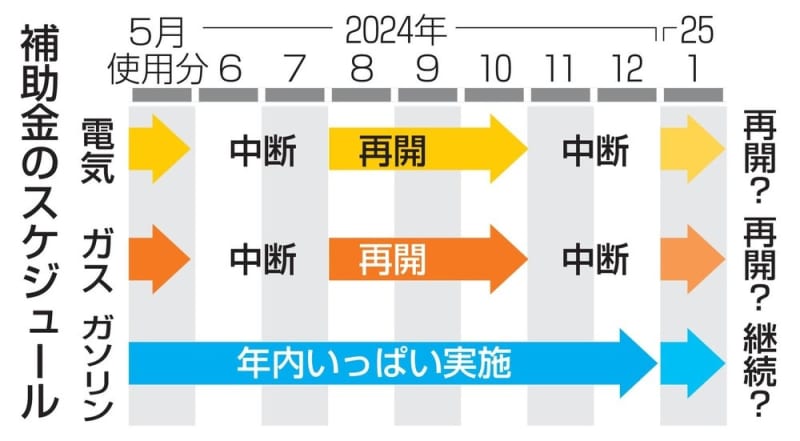 電気ガス支援、来年1月再開有力　ガソリン補助金も延長へ