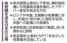 核禁止条約、与党議員派遣　政府検討、3月締約国会議