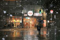 つぼみ凍える春の雪　京都と滋賀の闇夜に舞う　21日朝はぐんと冷え込みそう