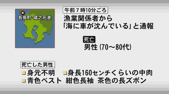 車が海中に  高齢男性死亡 長島町