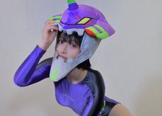 エヴァ初号機色 紫と緑のフリル付きビキニ コスプレ衣装 ハロウィン Tバック コスプレ】エヴァ初号機×競泳水着の衝撃コラボ！ 魅惑シルエットに「AT