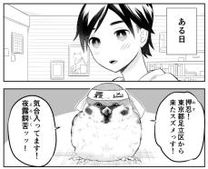 【漫画】ヤンキーなスズメが現れ「気合入れて恩返しするんで夜露飼苦！」かわいすぎ…