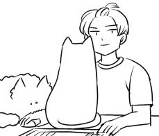 【漫画】猫に仕事を邪魔される時の対処法は？　4コマのオチに「だめじゃん」「吹いた」