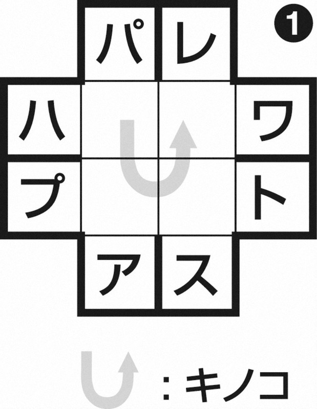 空きマスに文字を入れて、4文字の言葉を作ってください