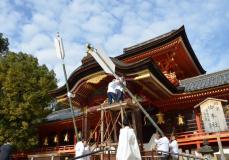 年末年始の風物詩　京都・石清水八幡宮に「ジャンボ御神矢」