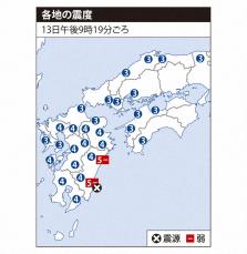 川内原発、玄海原発、伊方原発に異常なし　宮崎県で最大震度5弱