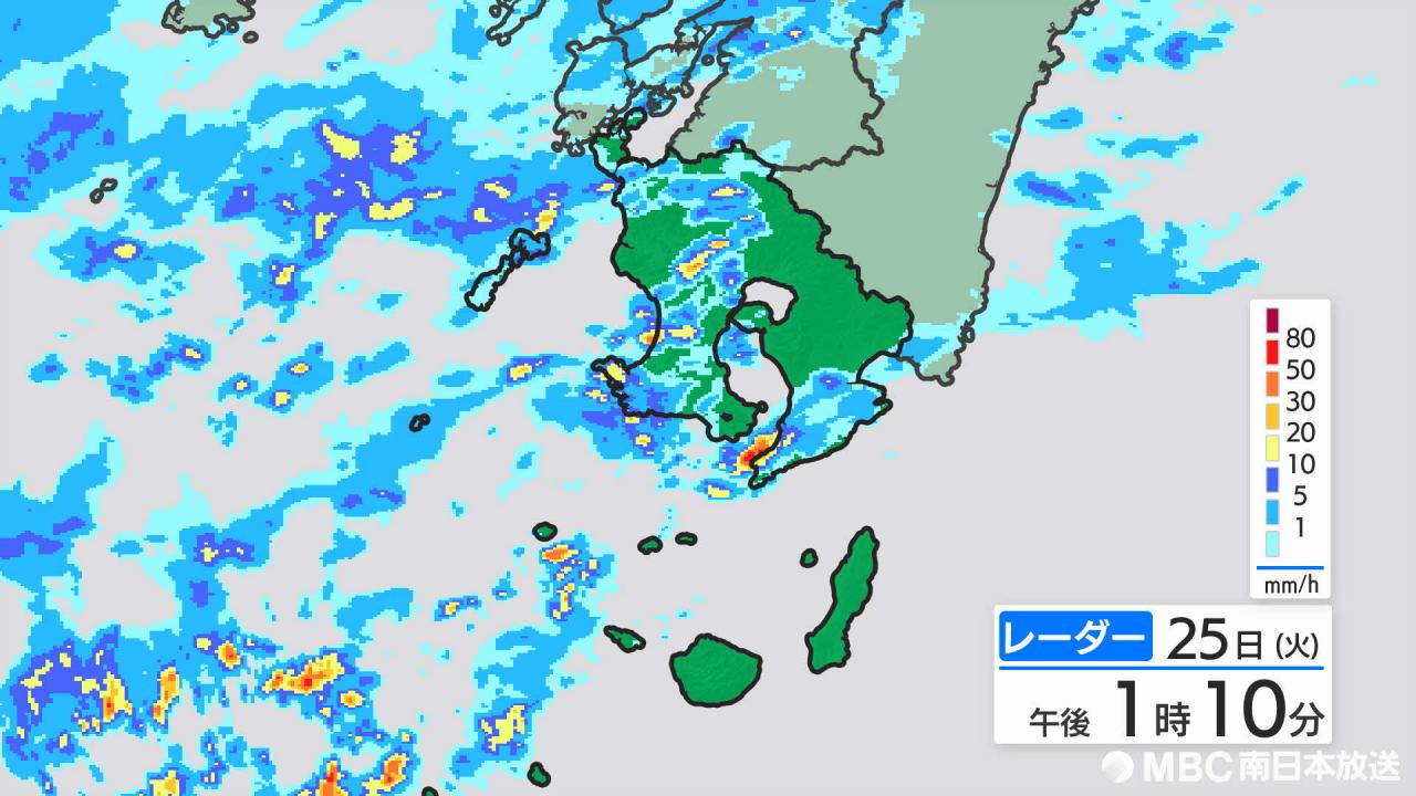 あす26日昼すぎから再び激しい雨のおそれ　梅雨前線が停滞　薩摩、大隅地方　鹿児島