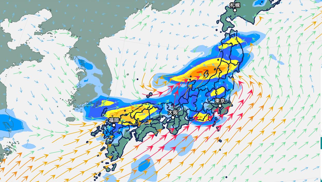 梅雨前線が活発化　九州、関東甲信、近畿など西日本から東北で大雨に警戒を…雨雲の動き予測きょう～15日（月）雨シミュレーション【大雨情報】