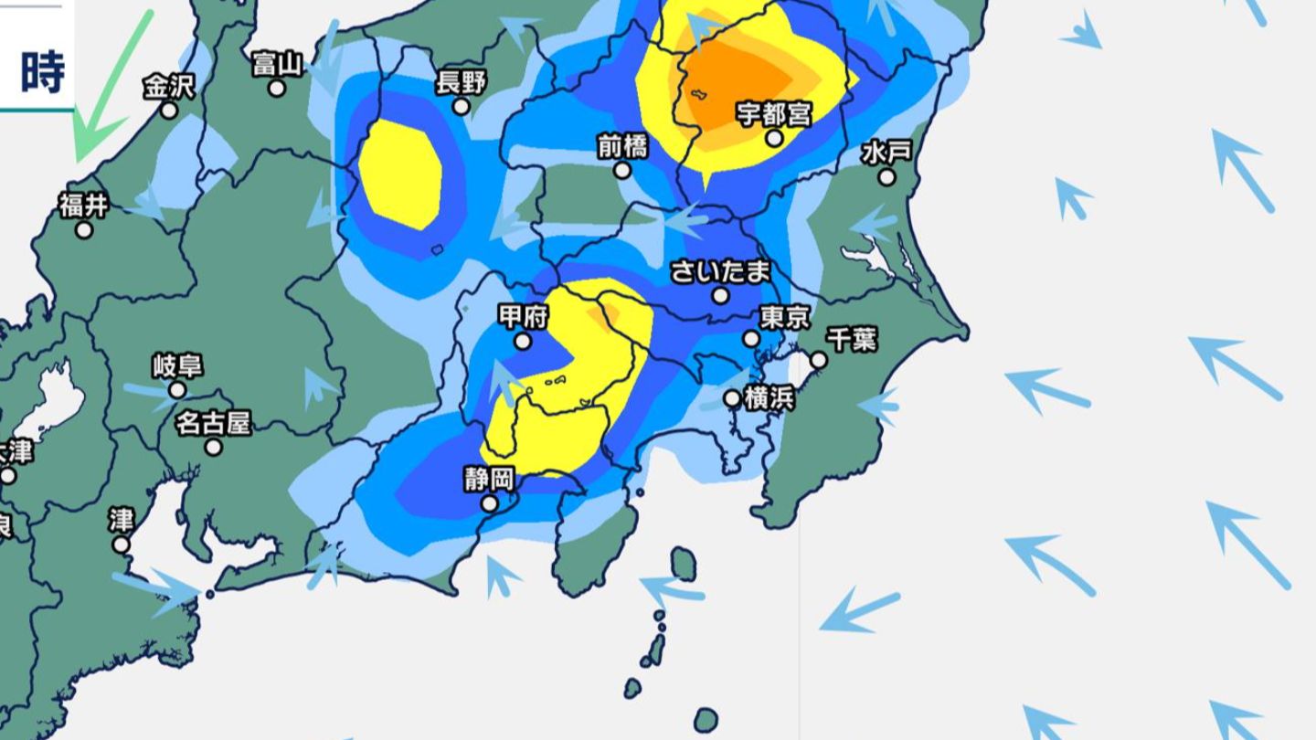 関東甲信で今夜～あす大雨おそれ「1時間50ミリ、バケツをひっくり返したような雨」週後半も発達した雨雲予想　雨シミュレーション6日夜～11日（日）