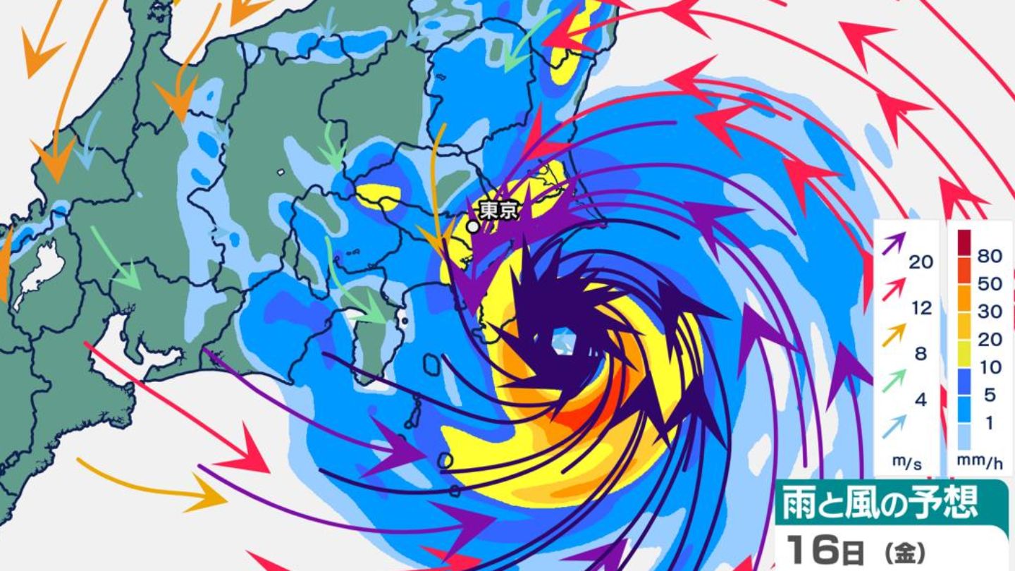 【台風情報】関東甲信地方「線状降水帯発生のおそれ」「恐怖を感じるほどの雨」「時速160キロの風、外出は極めて危険」台風７号明日最接近　今日と明日１時間ごとの雨・風シミュレーション【台風進路】