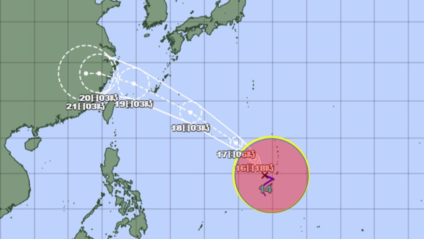 【台風情報】大型の台風１４号発生　気象庁の予想進路詳しく　秋雨前線を刺激し大雨のおそれ