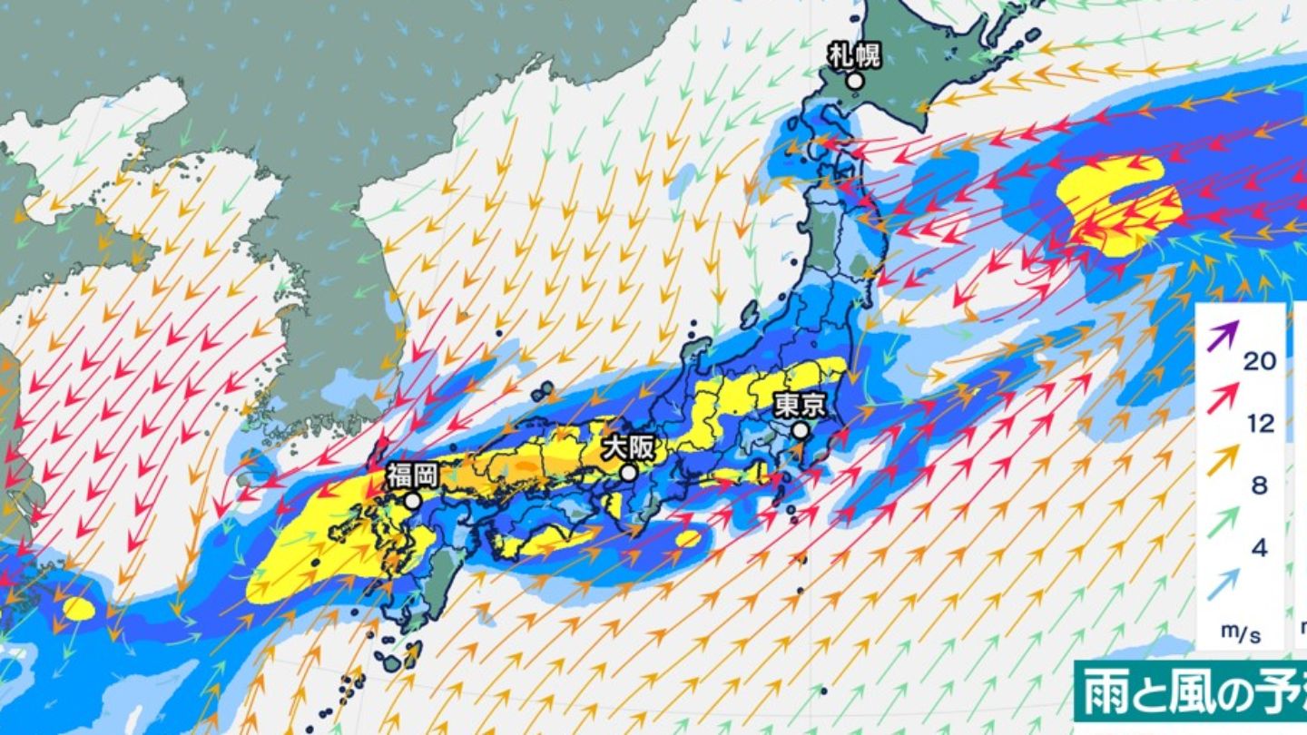 【大雨情報】３連休は全国的に大雨のおそれ　秋雨前線が列島南下　台風１４号通過後に前線刺激【20日～23日の雨・風シミュレーション】