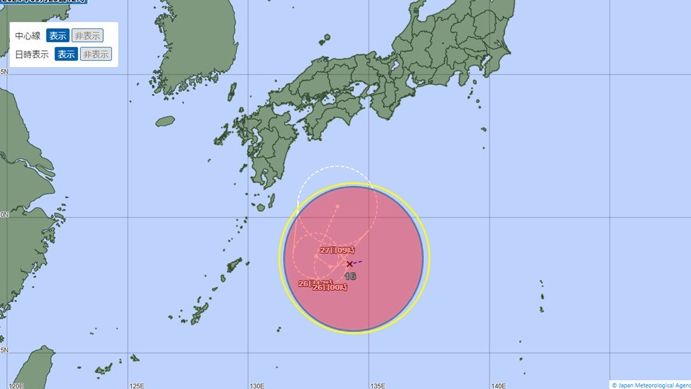 【台風情報】台風１６号は熱帯低気圧に　１０月１日（火）までの雨・風シミュレーション