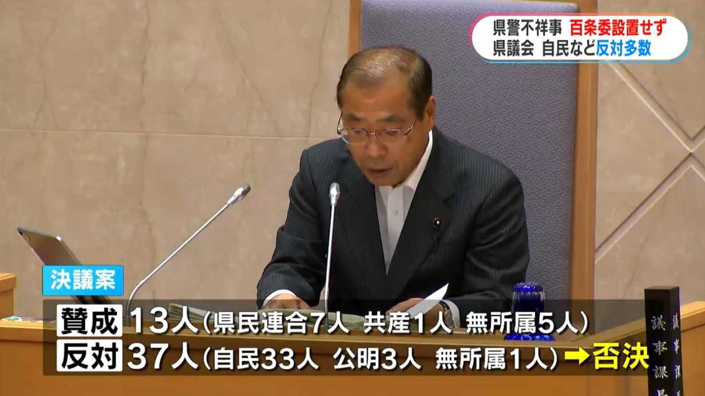 鹿児島県警不祥事巡る百条委員会「設置せず」　議会が反対多数で否決　野川明輝本部長「疑念払しょくに繋げる」