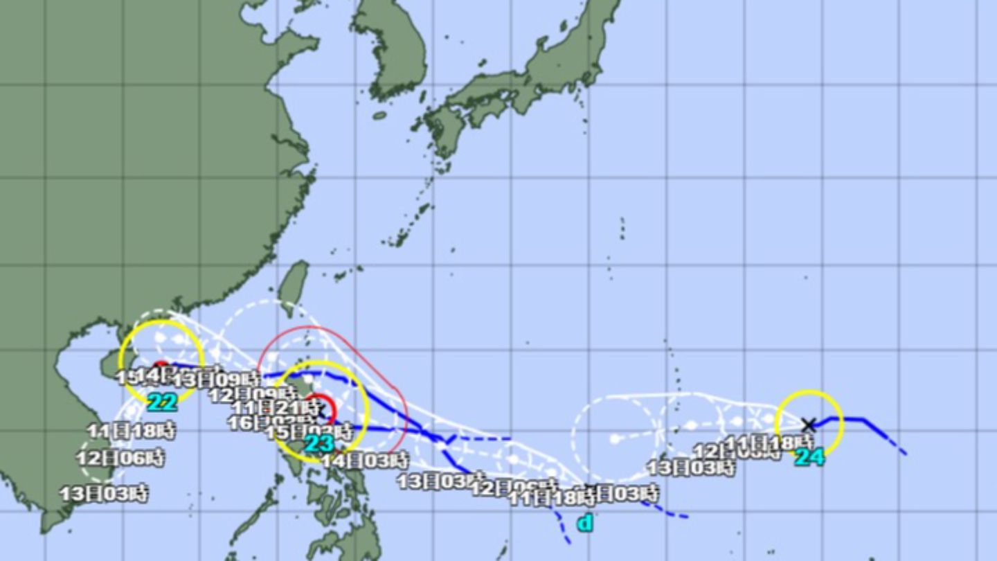 【台風情報】台風25号発生へ　気象庁の予想詳しく　熱帯低気圧＝台風のたまごが発達する見込み　台風22号、23号、24号と連続発生【進路予想】