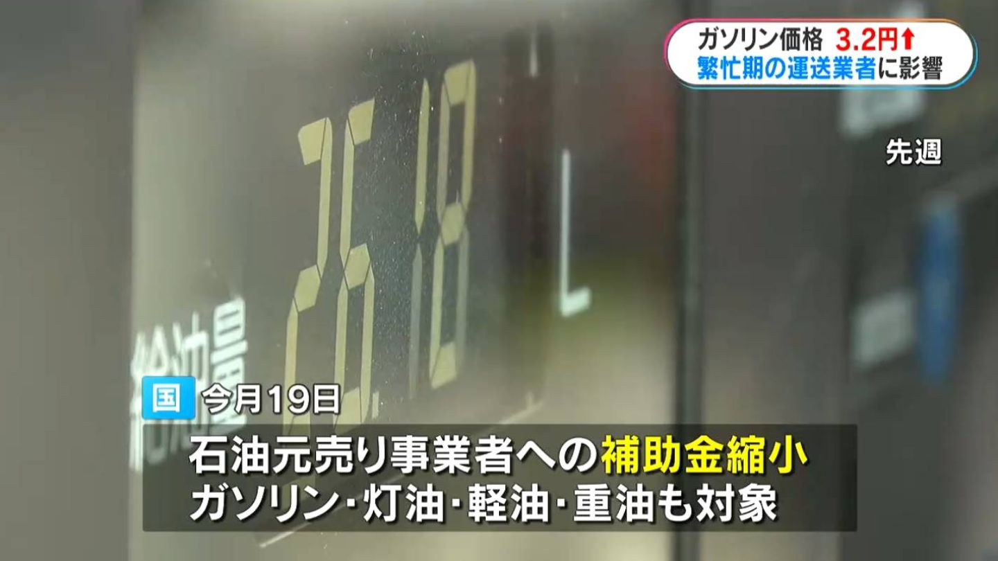 国の補助金縮小…ガソリンだけでなく軽油・灯油も対象　運送業者「過去に例のない高値」　鹿児島