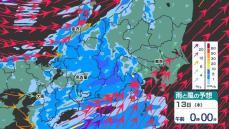 【吹くか春一番？】東京 大阪 名古屋 今夜は荒れた天気　今夜の雨と風のシミュレーション