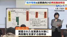 突然の解雇『船井電機』の元従業員向けに再就職支援の説明会　参加者「１０月分の給料が出ていないので金銭面の不安ある」