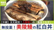 【中継】大阪唯一の完全無投薬・養殖うなぎ『美陵鰻』身はしっかり脂はジュワ...白焼・蒲焼で「紅白丼」に【川地洋平の最旬！丼マン】