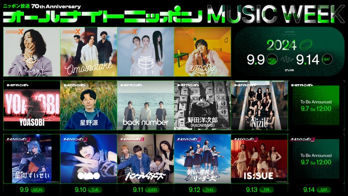 NiziU＆IS:SUE「ANN」初出演 「MUSIC WEEK」5日目のラインナップ発表