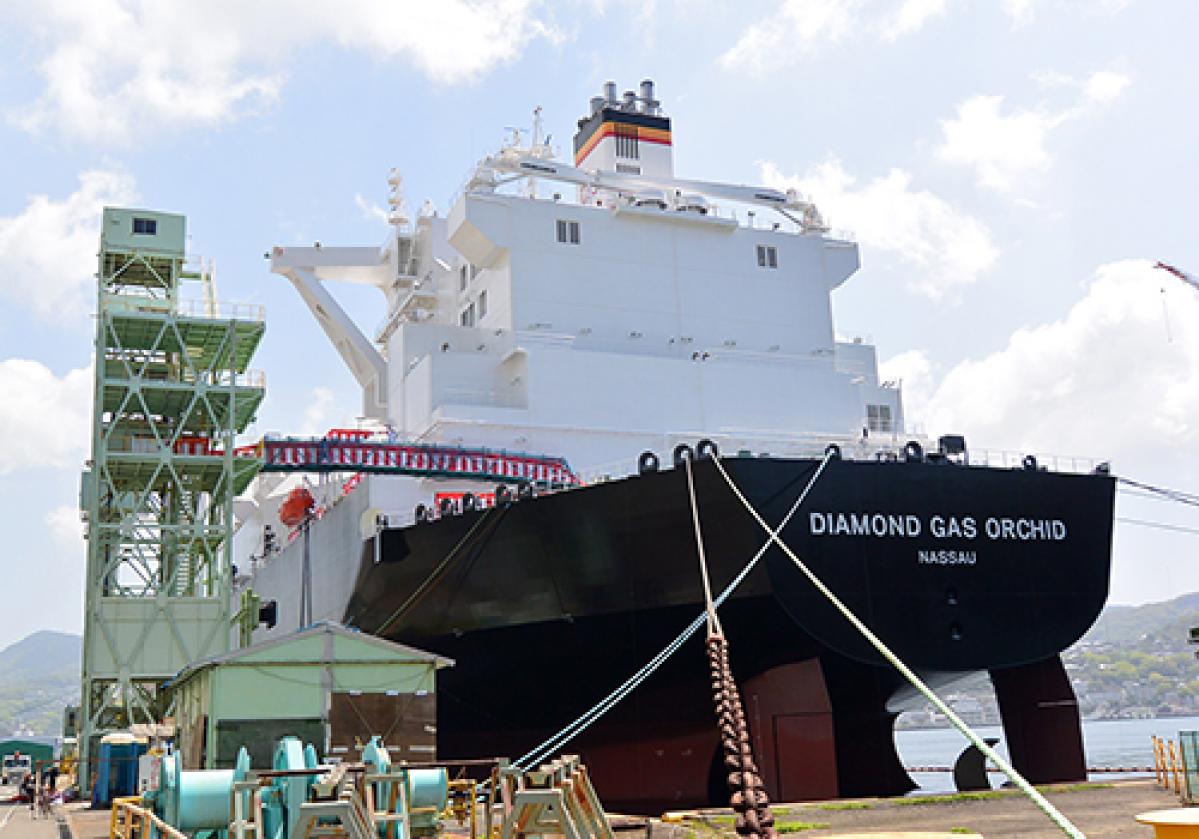 三菱造船 次世代LNG運搬船「Diamond Gas Orchid」の命名式を実施