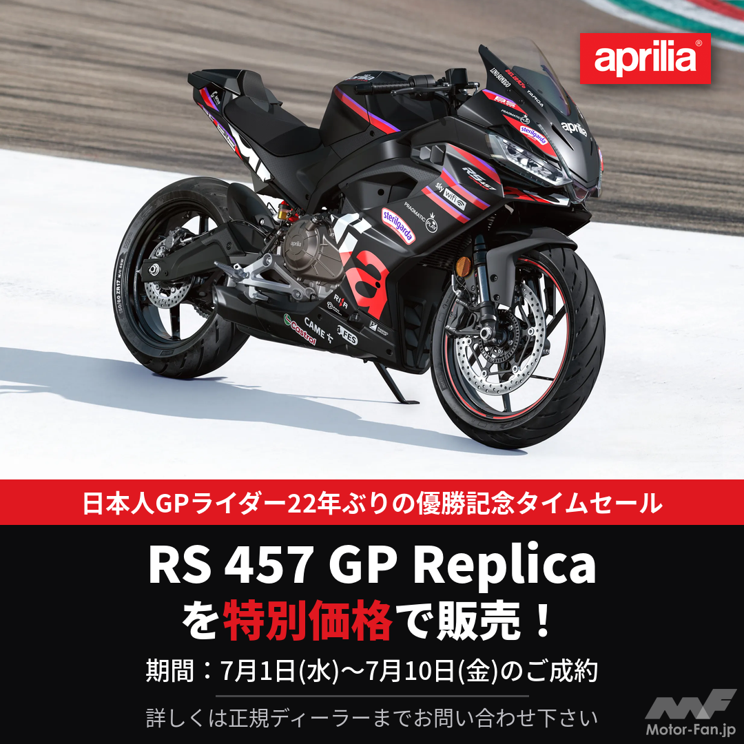10日間限定！ 小椋藍MotoGP初優勝記念、アプリリアRS 457 GP Replicaが