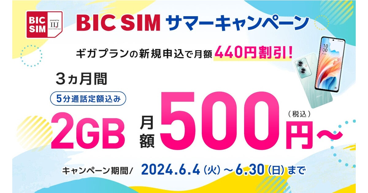 BIC SIM、ビックポイント14,000ポイント還元またはSIMフリーiPhone15,000円引きのキャンペーン