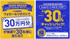 Visa、「Xフォロー&リポスト」でJTBトラベルギフト30万円分が当たるキャンペーン! 6月14日まで