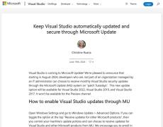 2024年8月より、Microsoft Update経由でVisual Studioの更新が可能に