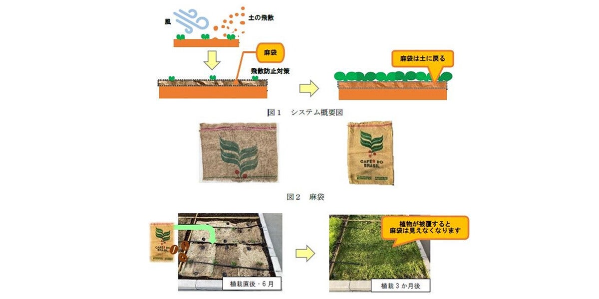 コーヒー豆運搬用の麻袋を屋上緑化に活用するシステム、東急建設などが開発