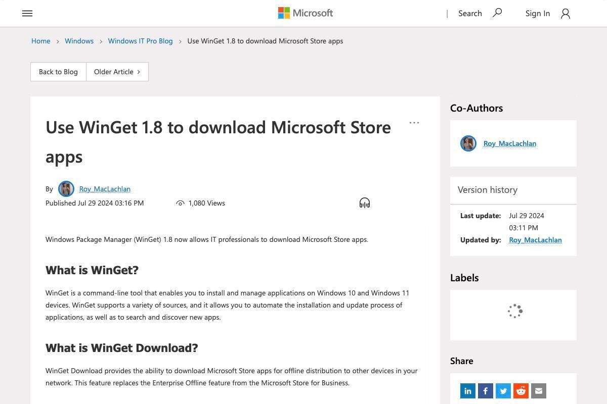 Microsoftストアのアプリをオフラインでインストールする機能、WinGet 1.8で登場