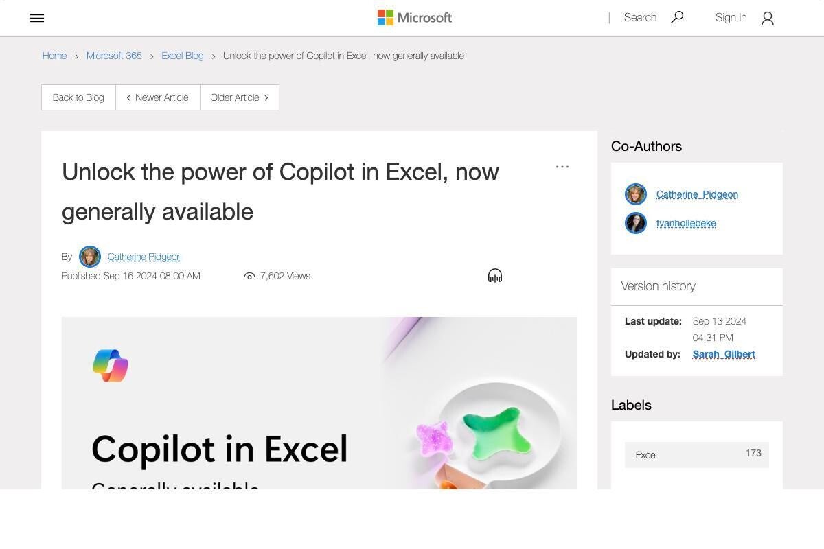 「Copilot in Excel」の一般提供開始、Python連携機能も発表