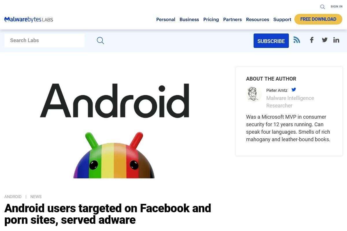 AndroidマルウェアにFacebook経由で感染、識別が困難のため要注意