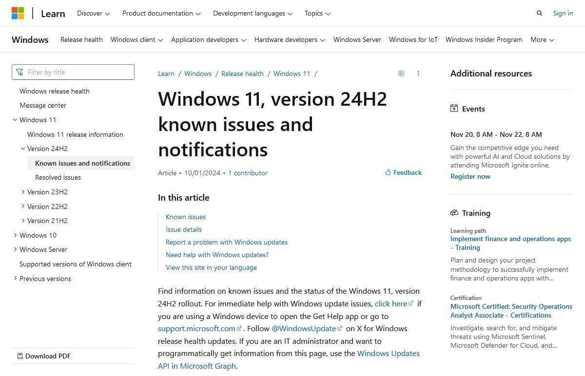 Windows 11 version 24H2に複数の不具合、提供を一時停止