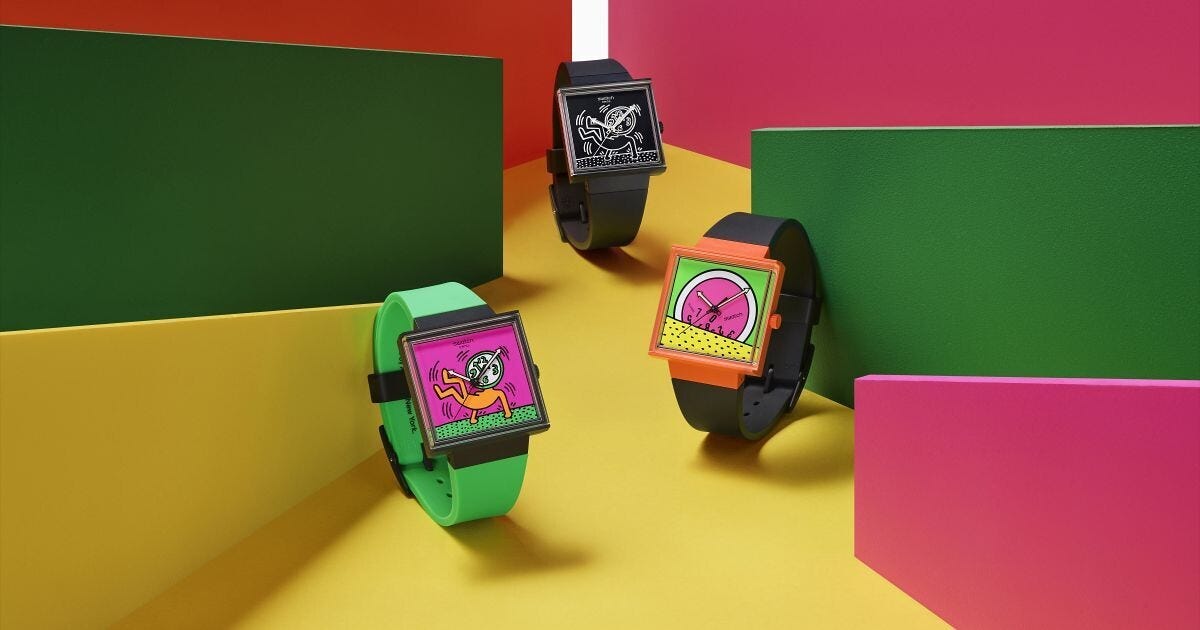 キース・ヘリングのアートを描いたタイムピース「SWATCH BREAK FREE」コレクション