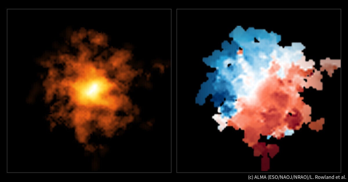 アルマ望遠鏡、初期宇宙に回転が確認できる最遠方の銀河を発見